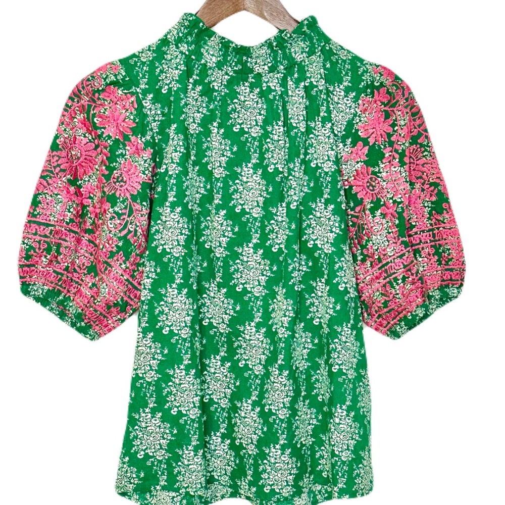 The Emmy Floral Embroidered Puff Sleeve Top